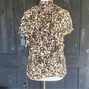 Nicole Miller Artelier leopard print ruffle neck blouse